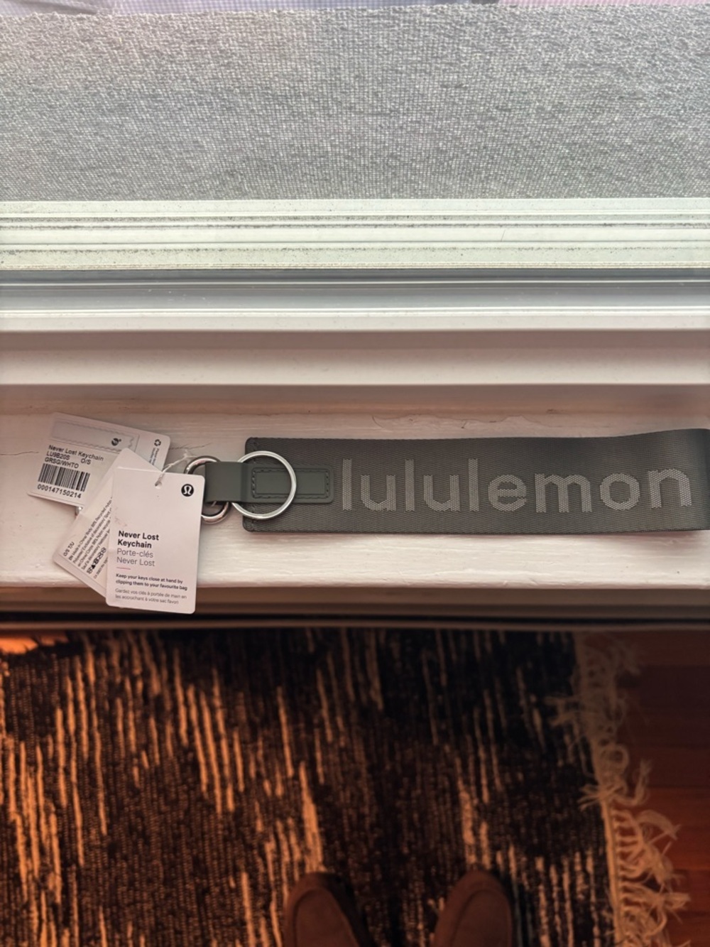 lululemon athletica gray key strap with logo